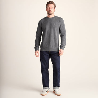 Mellor Mens Supersoft Cotton Rich Sweat - Dark Grey Marl