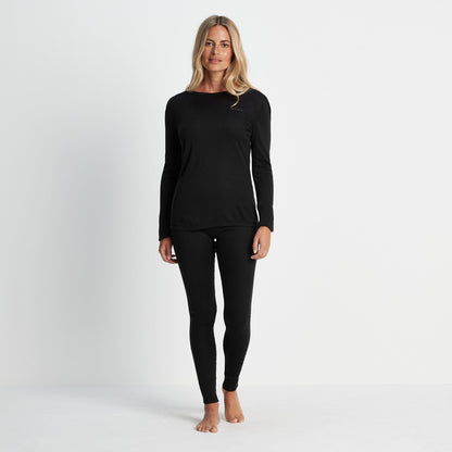Meru Womens Cashmere Touch Base Layer Set - Black