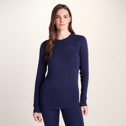 Meru Womens Cashmere Touch Crew Neck Base Layer - Oxford Blue