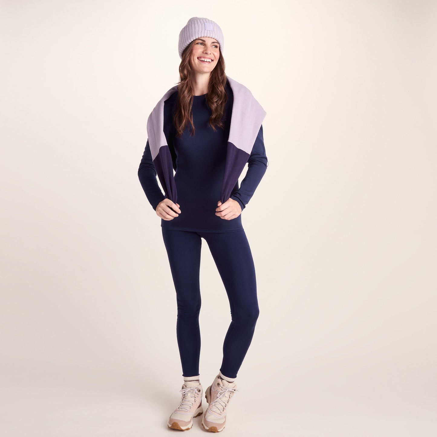 Meru Womens Cashmere Touch Crew Neck Base Layer - Oxford Blue