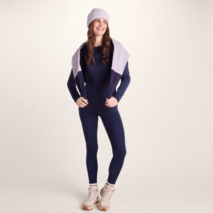 Meru Womens Cashmere Touch Crew Neck Base Layer - Oxford Blue