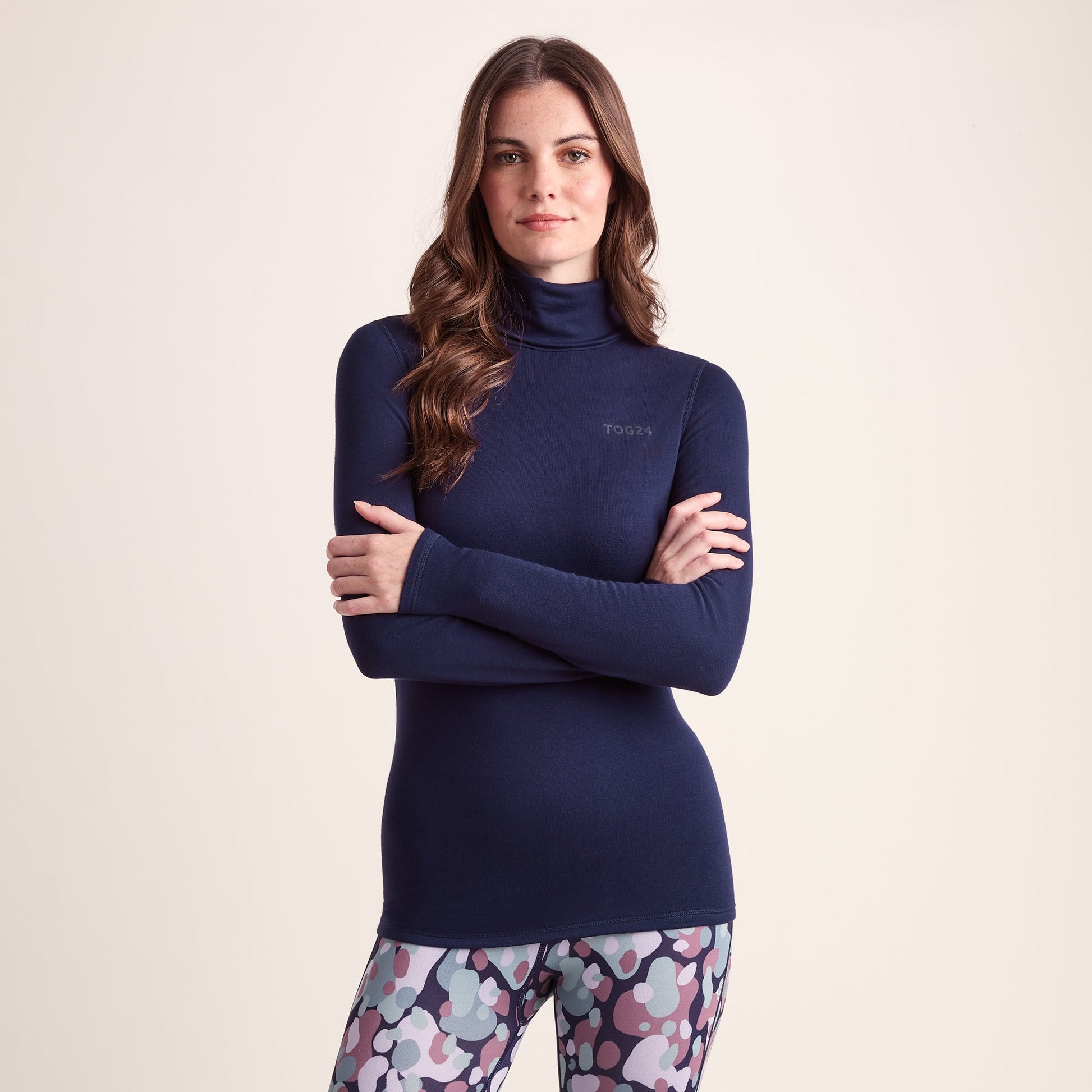 Meru Womens Cashmere Touch Roll Neck Base Layer - Oxford Blue