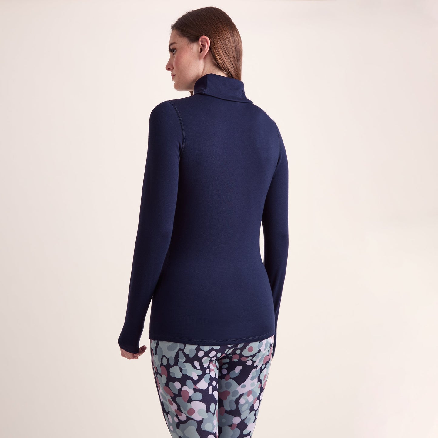 Meru Womens Cashmere Touch Roll Neck Base Layer - Oxford Blue