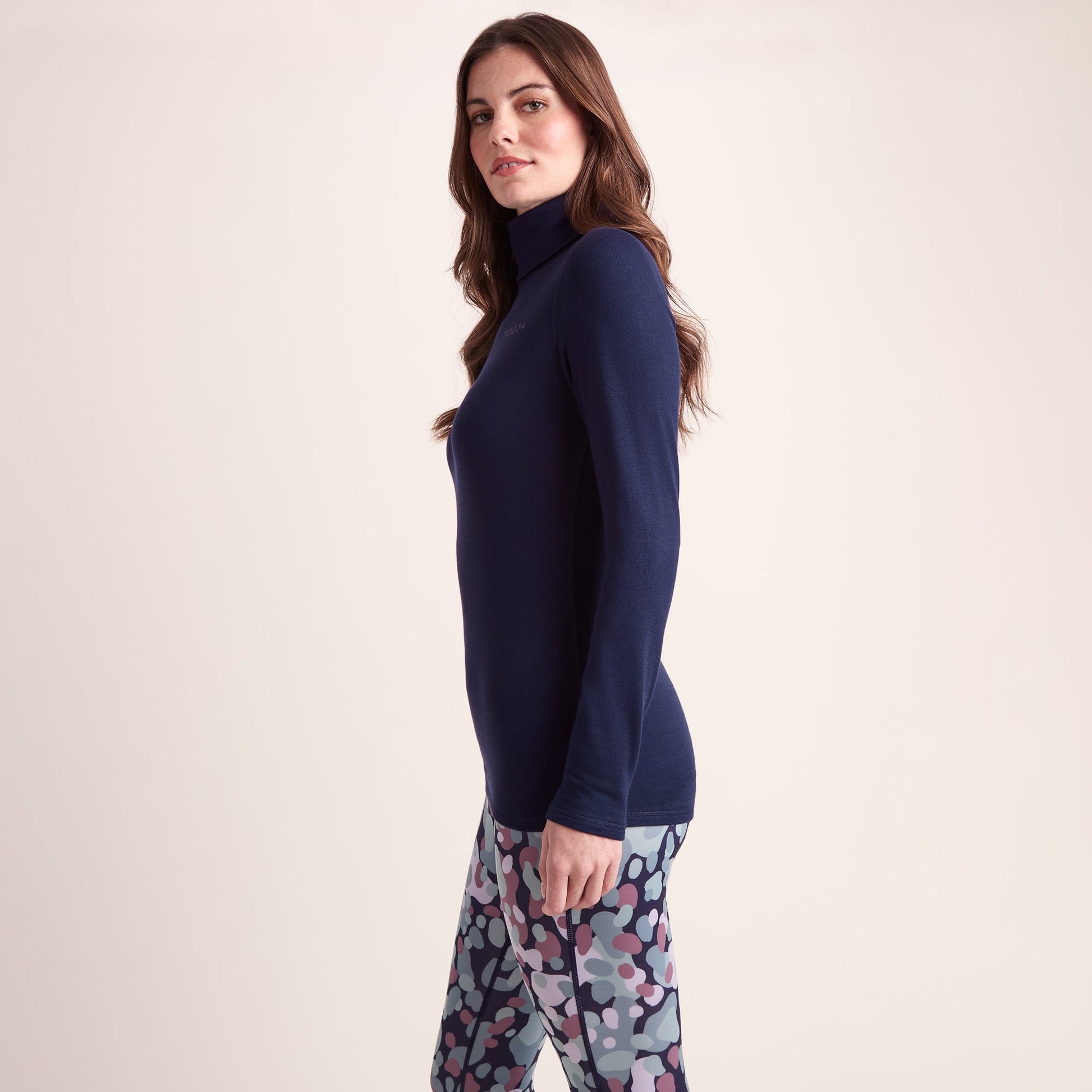 Meru Womens Cashmere Touch Roll Neck Base Layer - Oxford Blue
