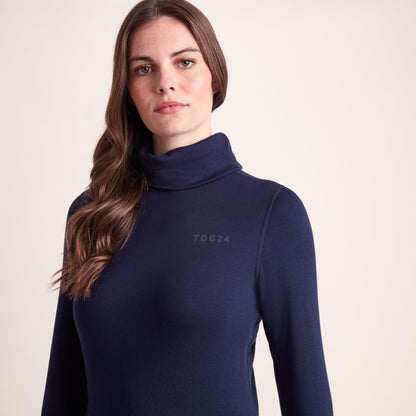 Meru Womens Cashmere Touch Roll Neck Base Layer - Oxford Blue