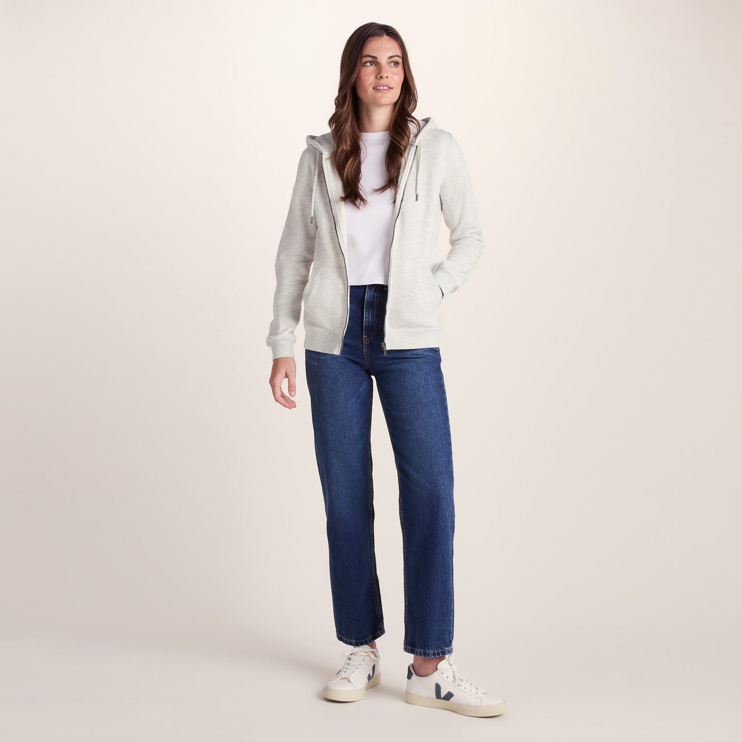 Mia Womens Supersoft Zip Hoody - Oatmeal Marl