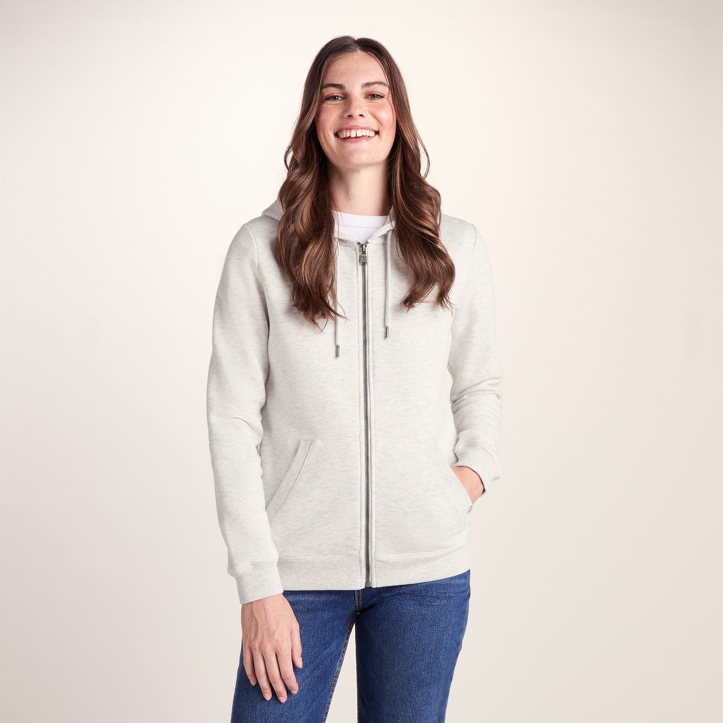 Mia Womens Supersoft Zip Hoody - Oatmeal Marl
