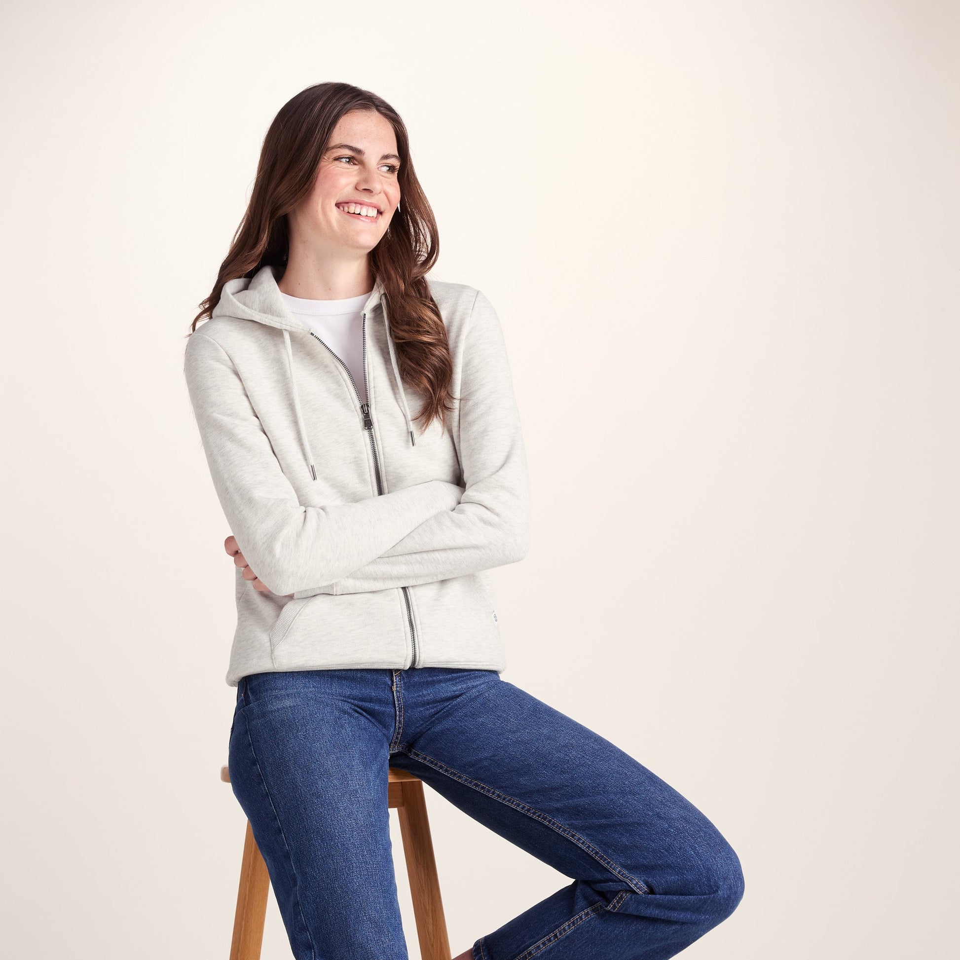 Mia Womens Supersoft Zip Hoody - Oatmeal Marl