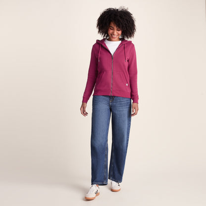 Mia Womens Supersoft Zip Hoody - Washed Burgundy