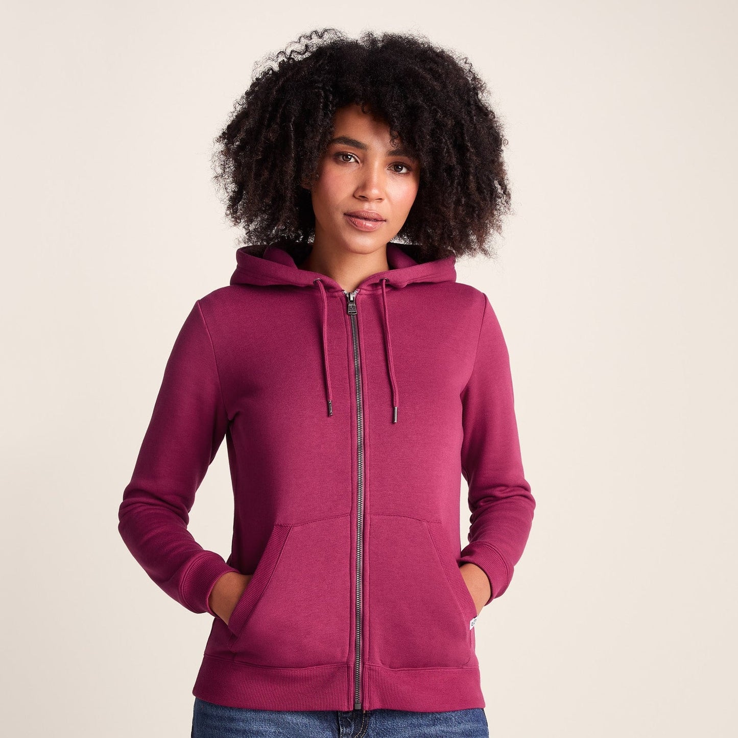 Mia Womens Supersoft Zip Hoody - Washed Burgundy