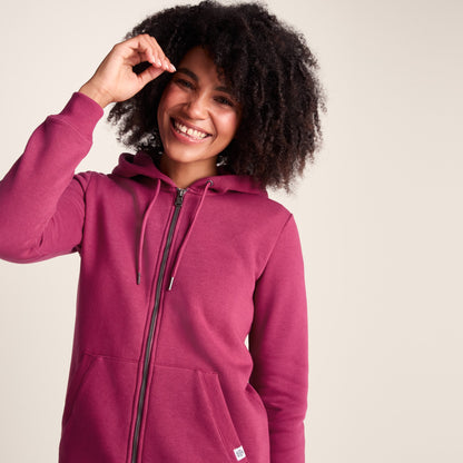 Mia Womens Supersoft Zip Hoody - Washed Burgundy
