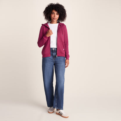 Mia Womens Supersoft Zip Hoody - Washed Burgundy