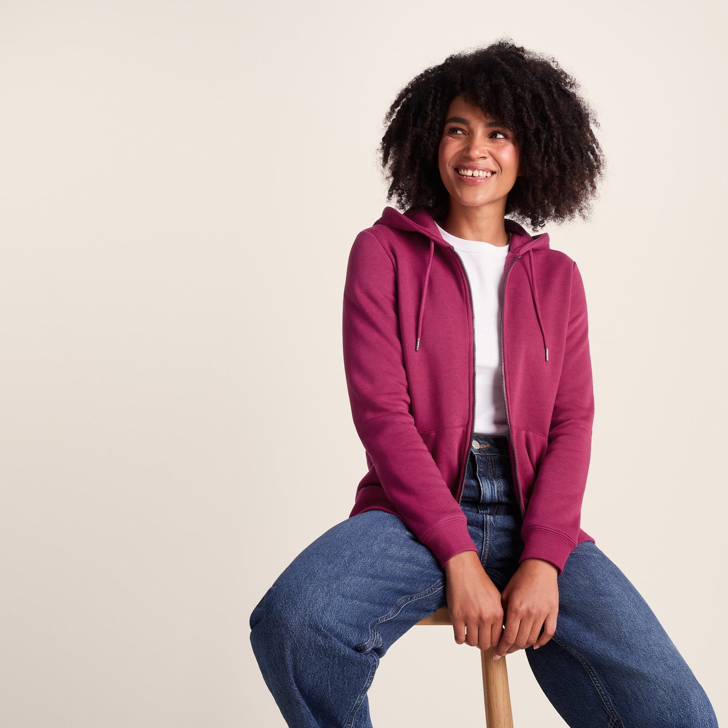 Mia Womens Supersoft Zip Hoody - Washed Burgundy