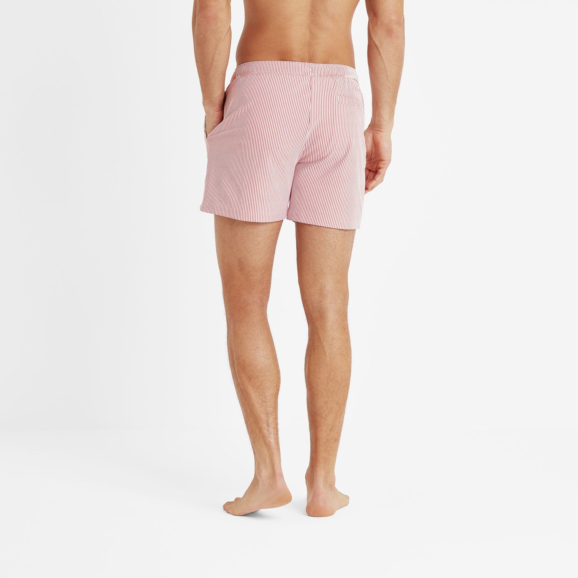 Micah Mens Swimming Shorts - Washed Red Stripe