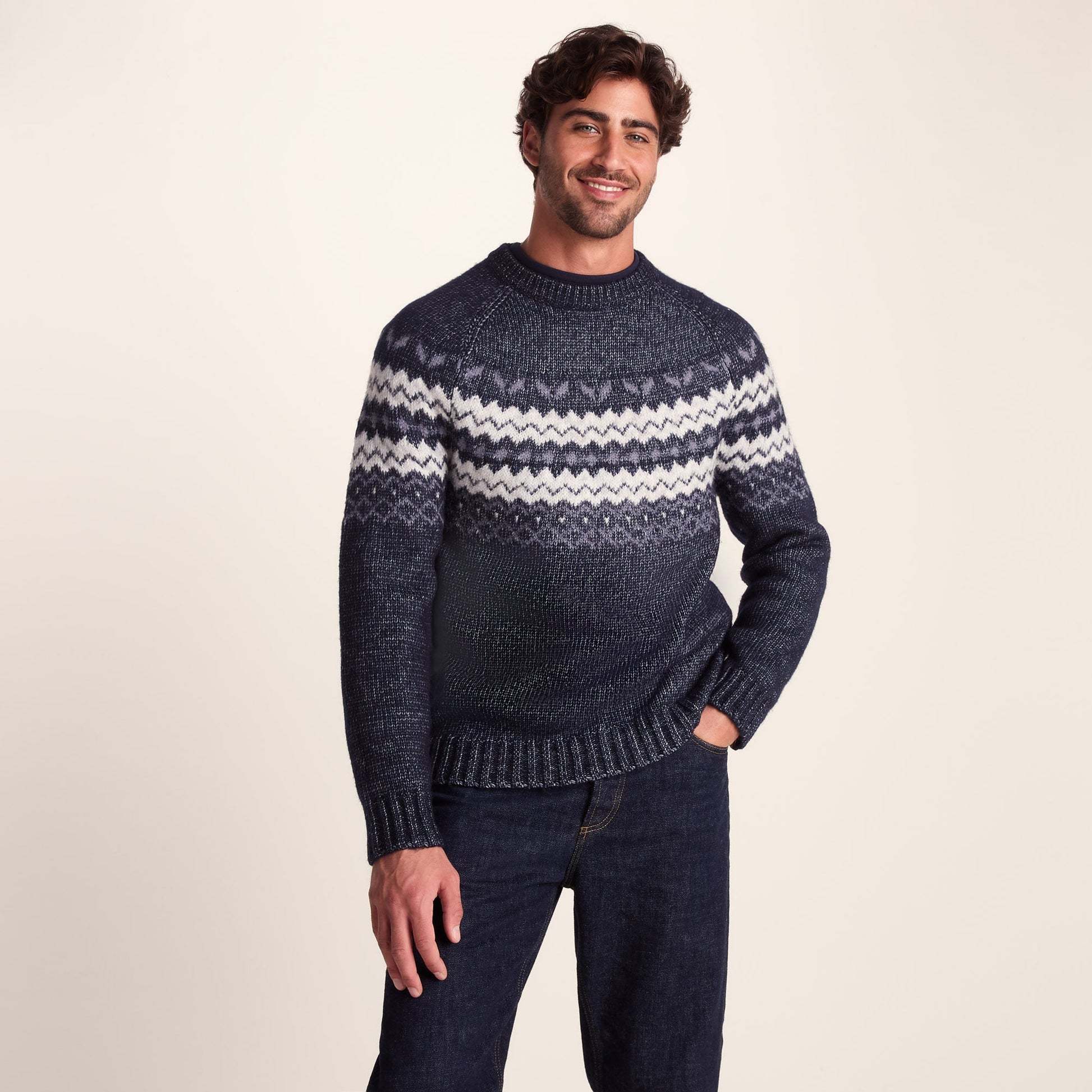 Michael Mens Chunky Knitted Jumper - Dark Indigo Marl