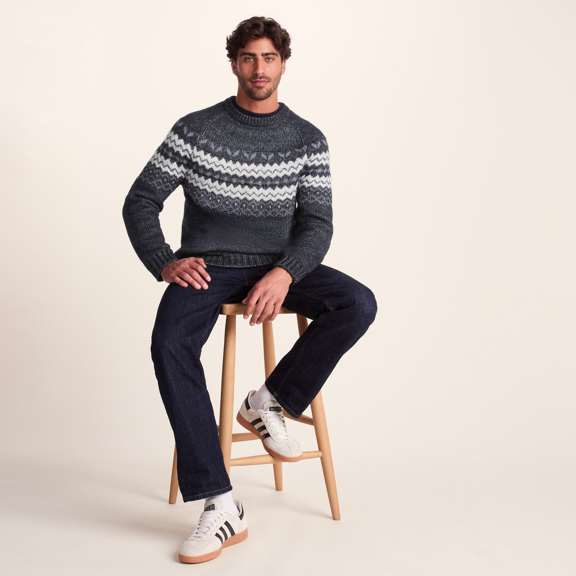 Michael Mens Chunky Knitted Jumper - Dark Indigo Marl