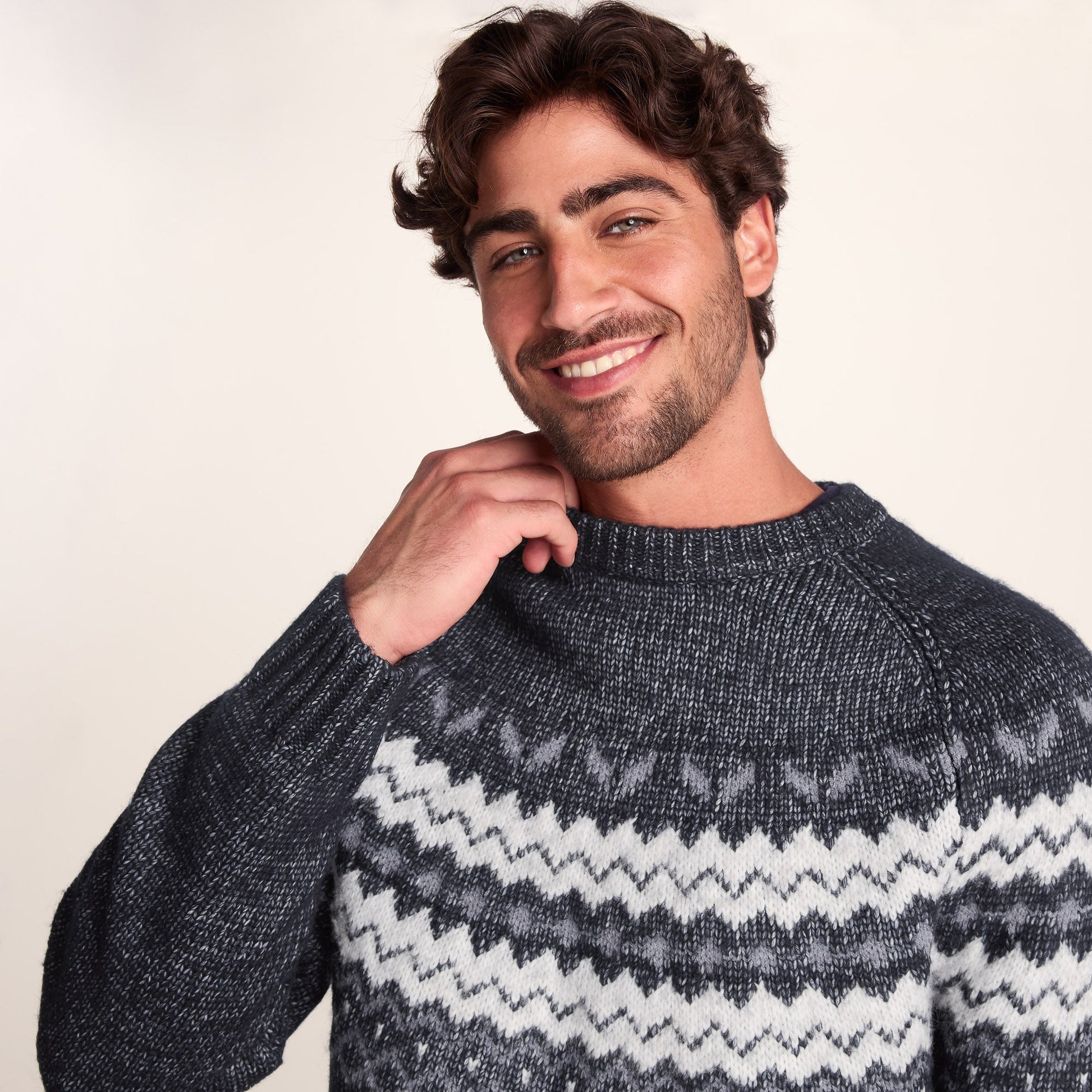 Michael Mens Chunky Knitted Jumper - Dark Indigo Marl