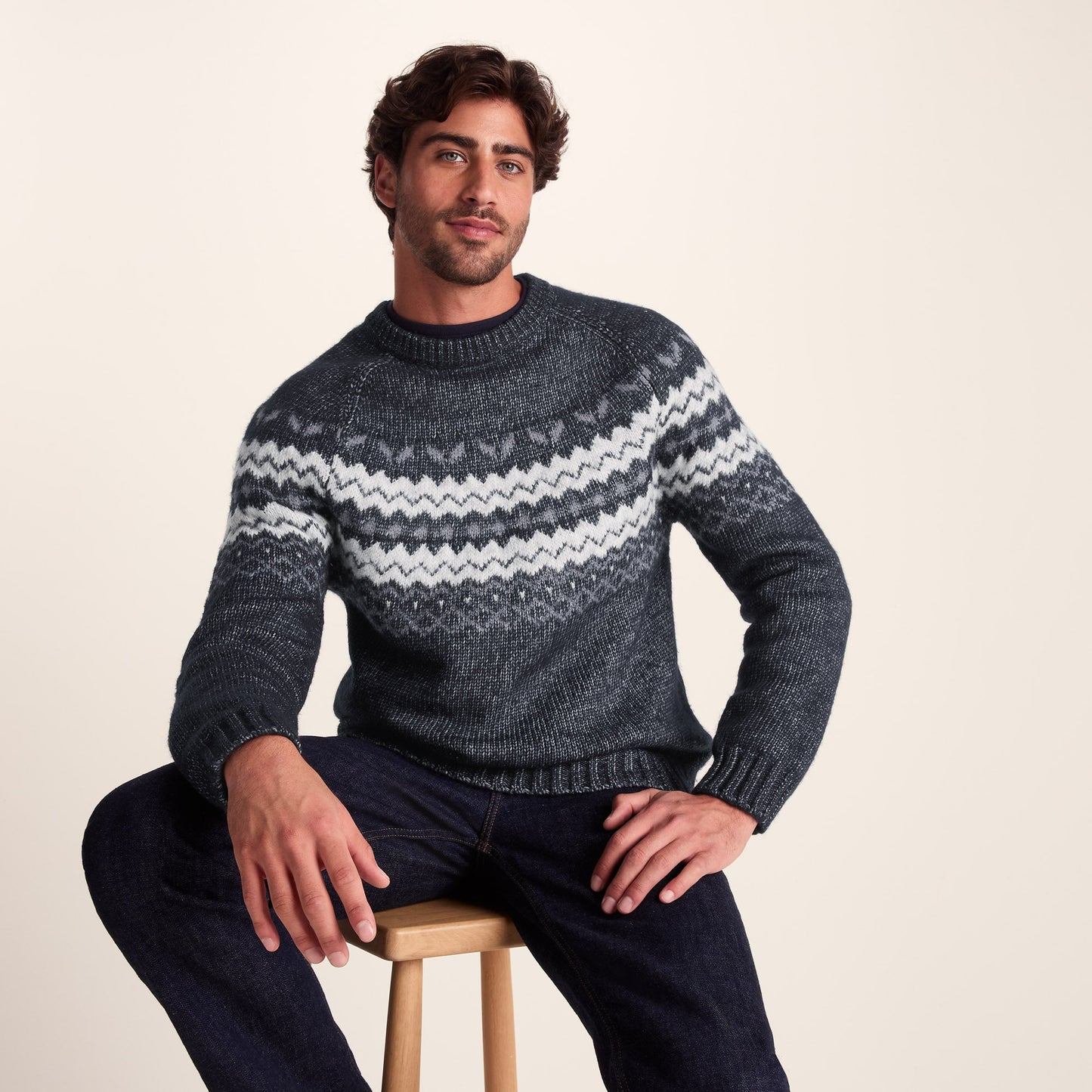 Michael Mens Chunky Knitted Jumper - Dark Indigo Marl