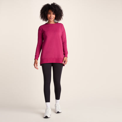Michelle Womens Cotton Blend Sweat - Washed Burgundy