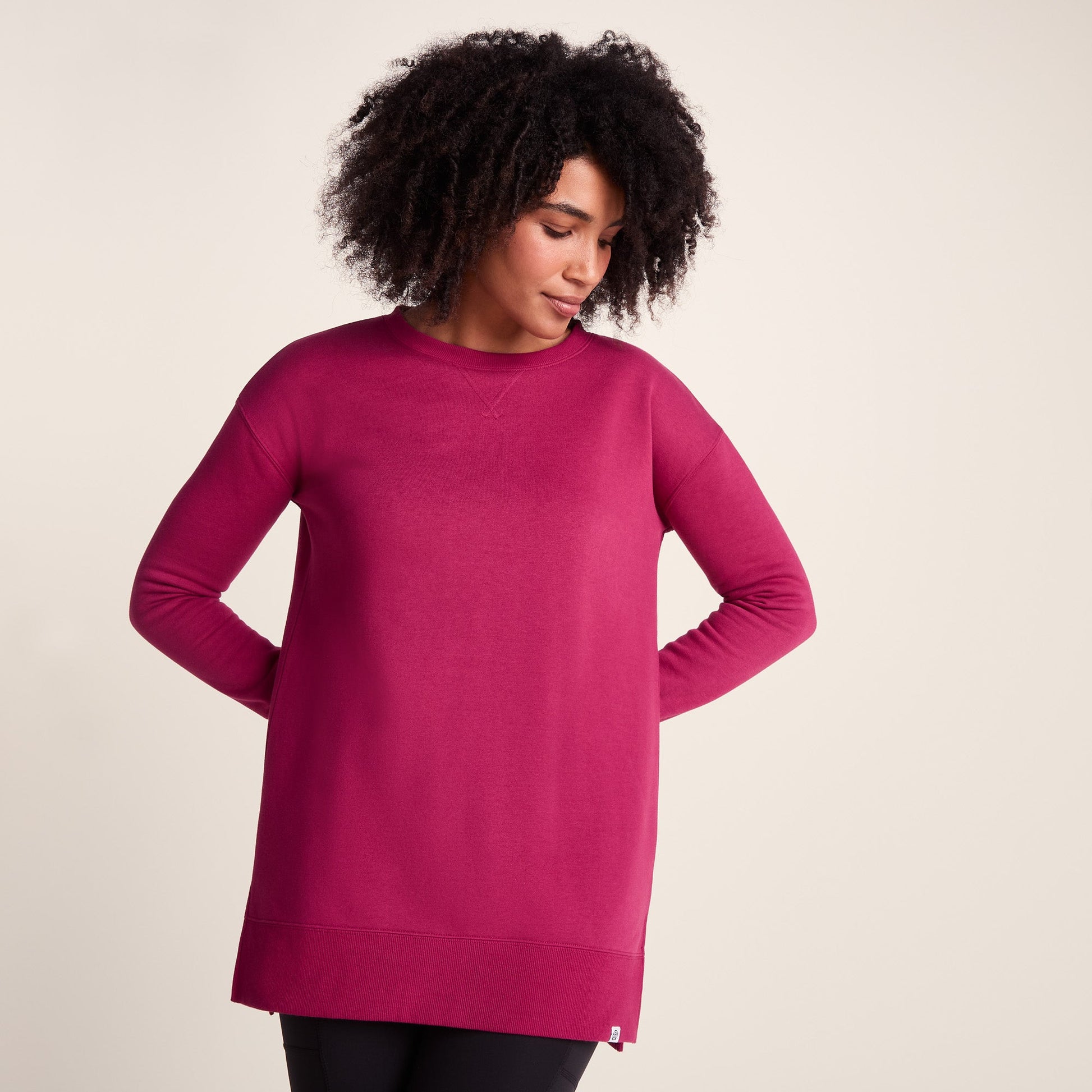 Michelle Womens Cotton Blend Sweat - Washed Burgundy