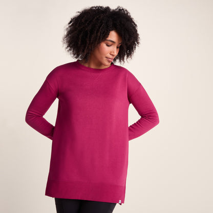Michelle Womens Cotton Blend Sweat - Washed Burgundy