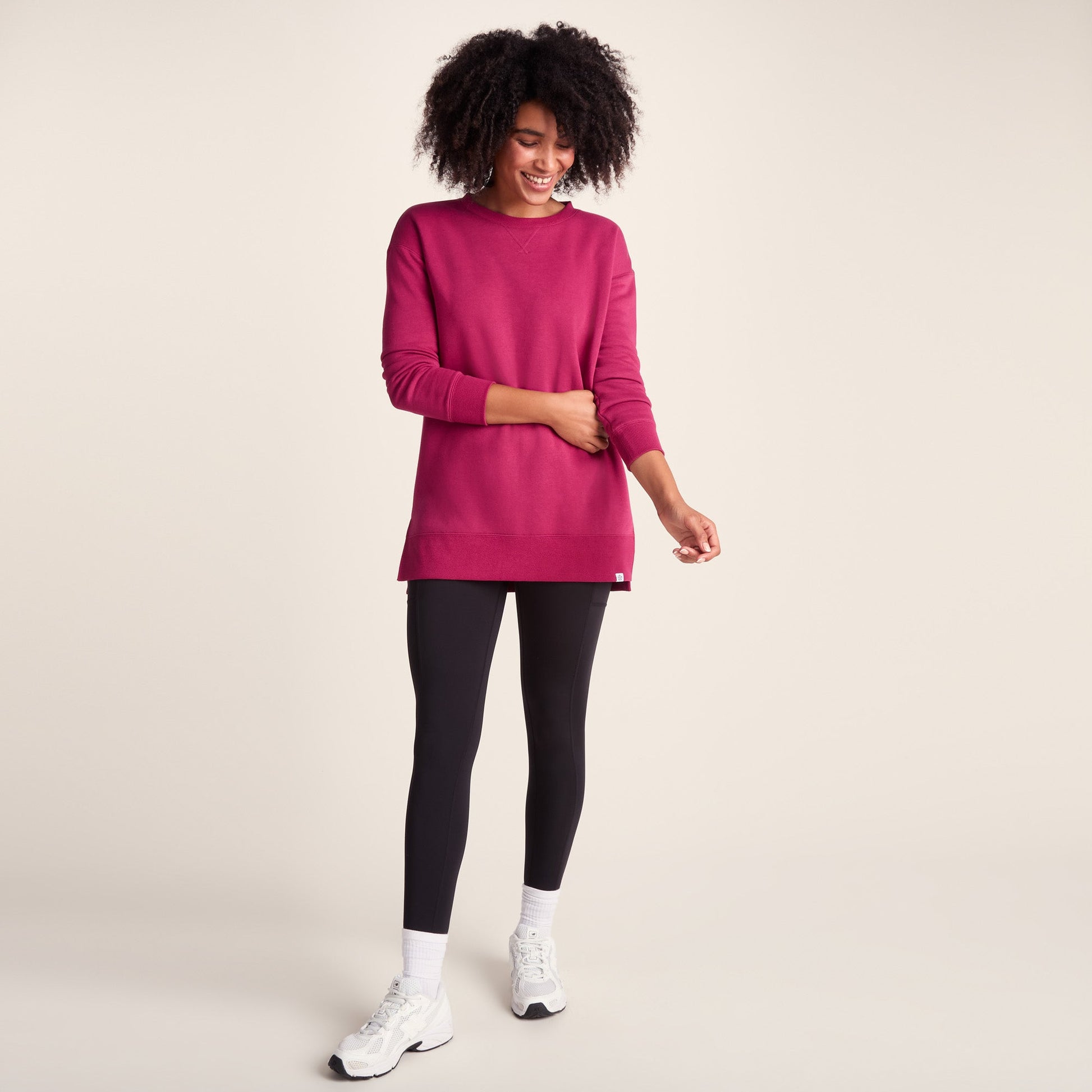 Michelle Womens Cotton Blend Sweat - Washed Burgundy