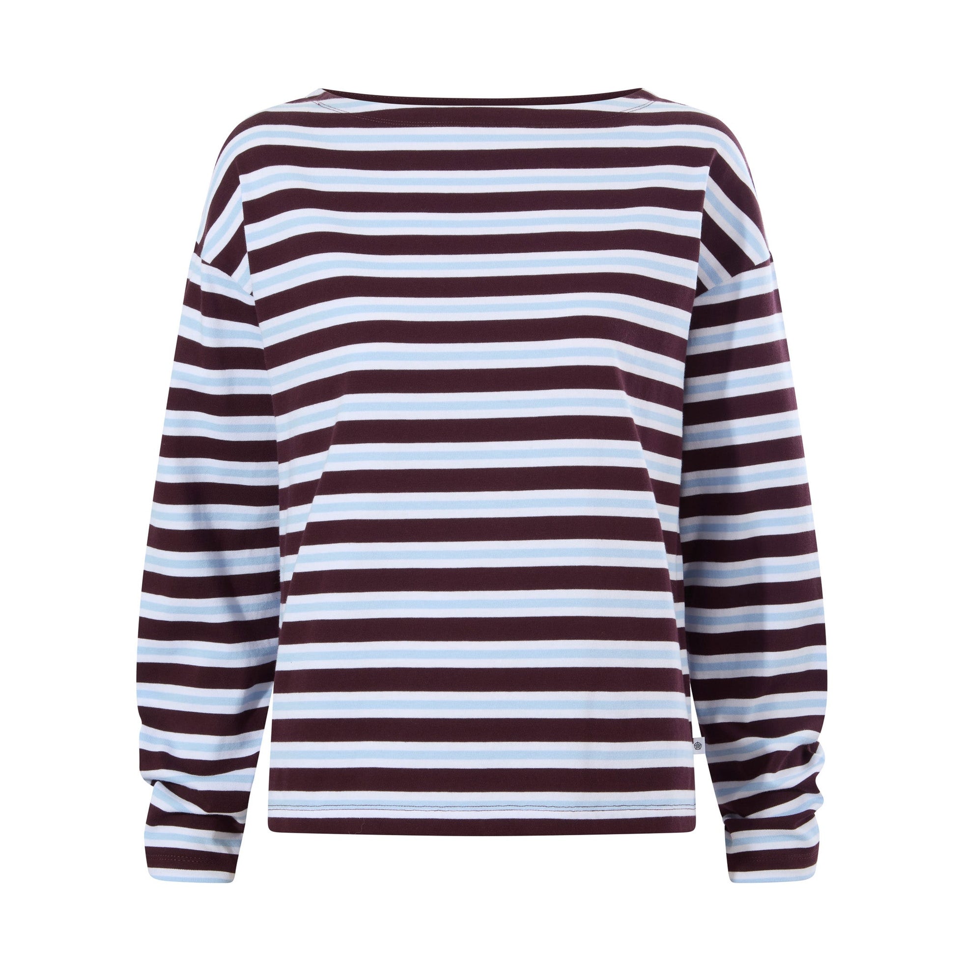Misty Womens Supersoft Cotton Striped Boat Neck T-Shirt - Huckleberry Stripe