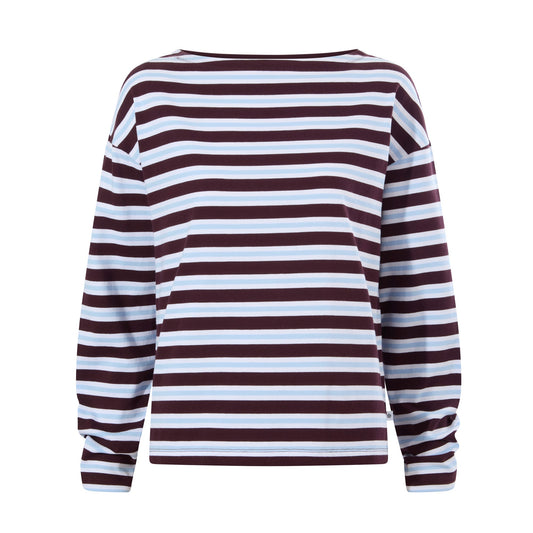 Misty Womens Supersoft Cotton Striped Boat Neck T-Shirt - Huckleberry Stripe