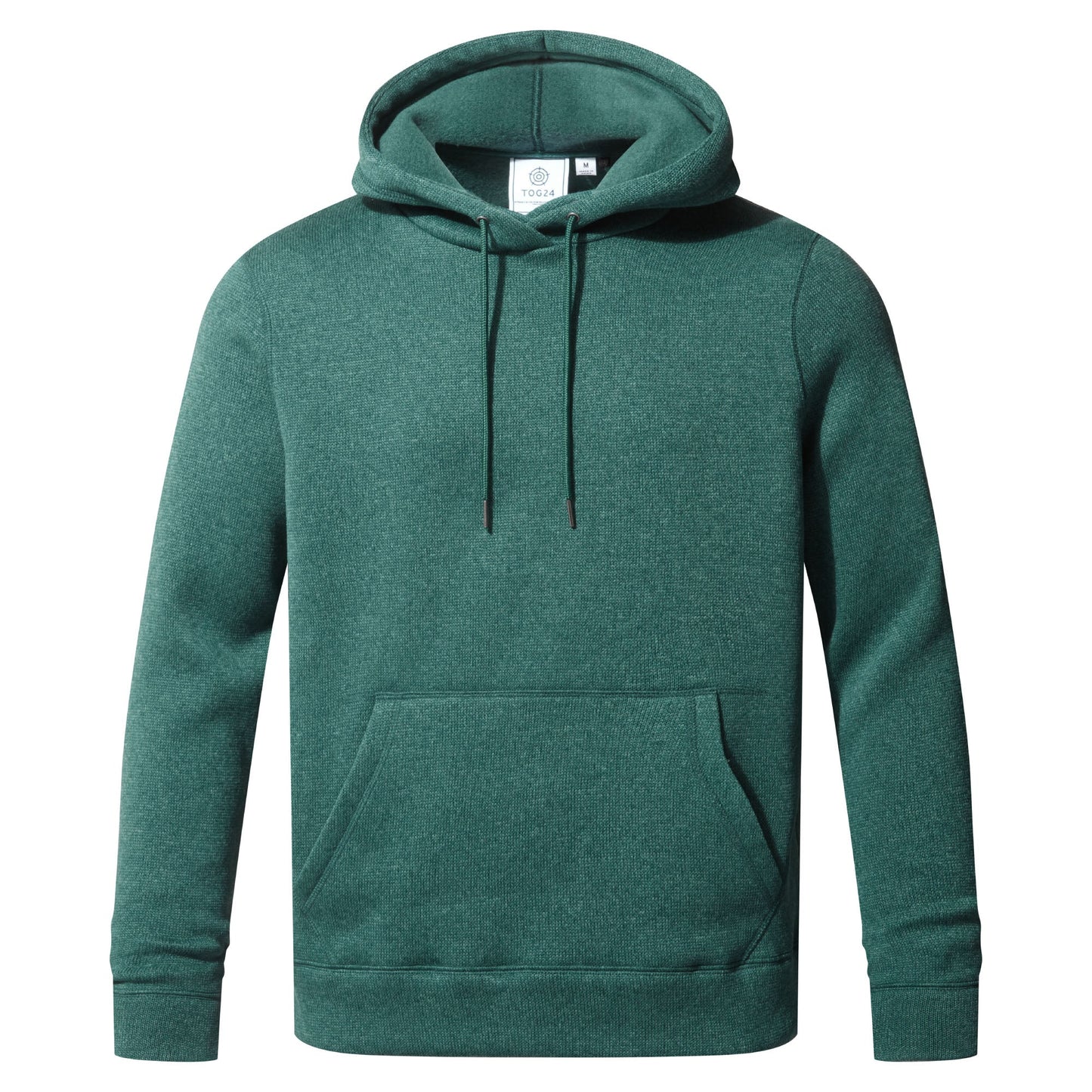 Mosby Mens Supersoft Knitlook Fleece Hoody - Dark Turquoise Marl