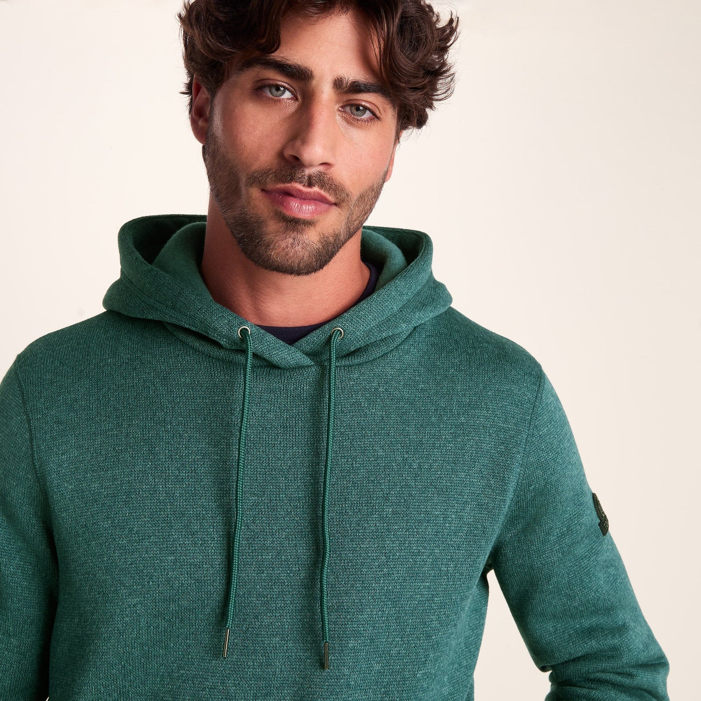 Mosby Mens Supersoft Knitlook Fleece Hoody - Dark Turquoise Marl