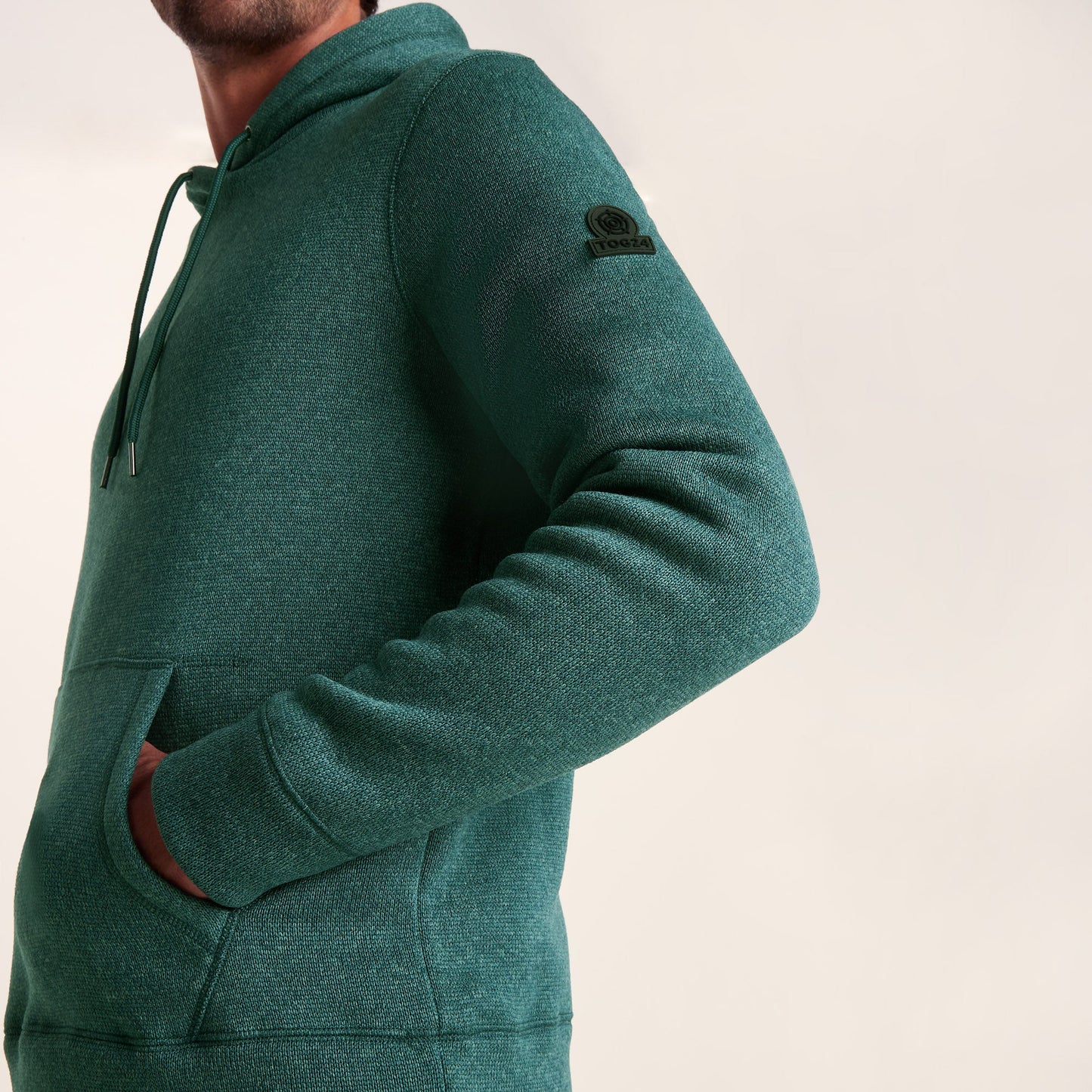 Mosby Mens Supersoft Knitlook Fleece Hoody - Dark Turquoise Marl