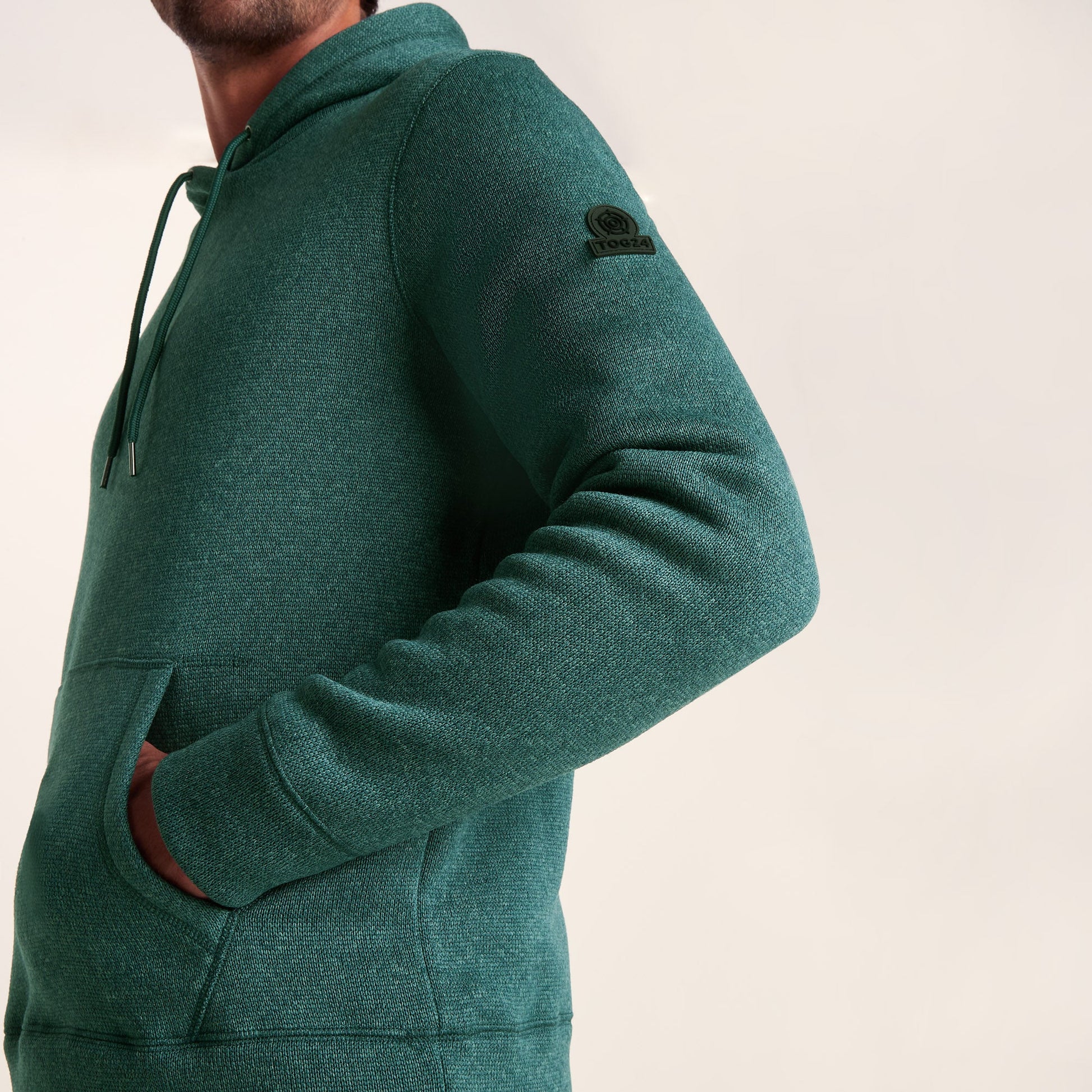 Mosby Mens Supersoft Knitlook Fleece Hoody - Dark Turquoise Marl
