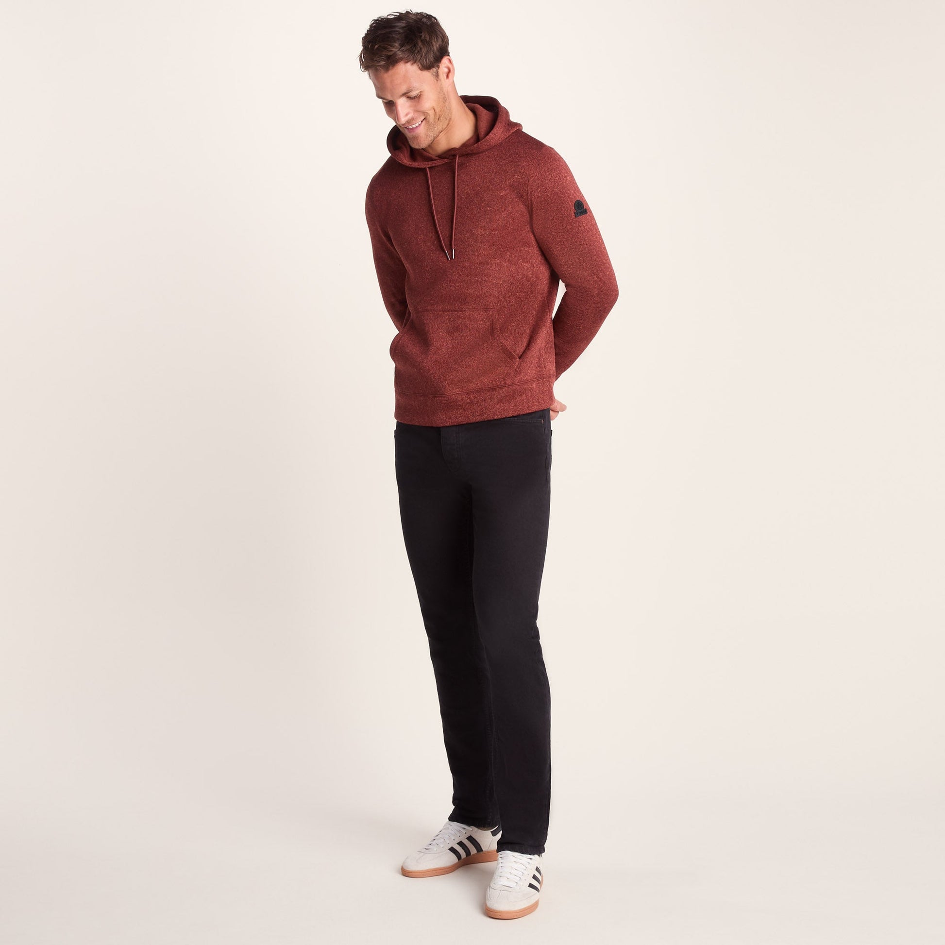 Mosby Mens Supersoft Knitlook Fleece Hoody - Clay Marl