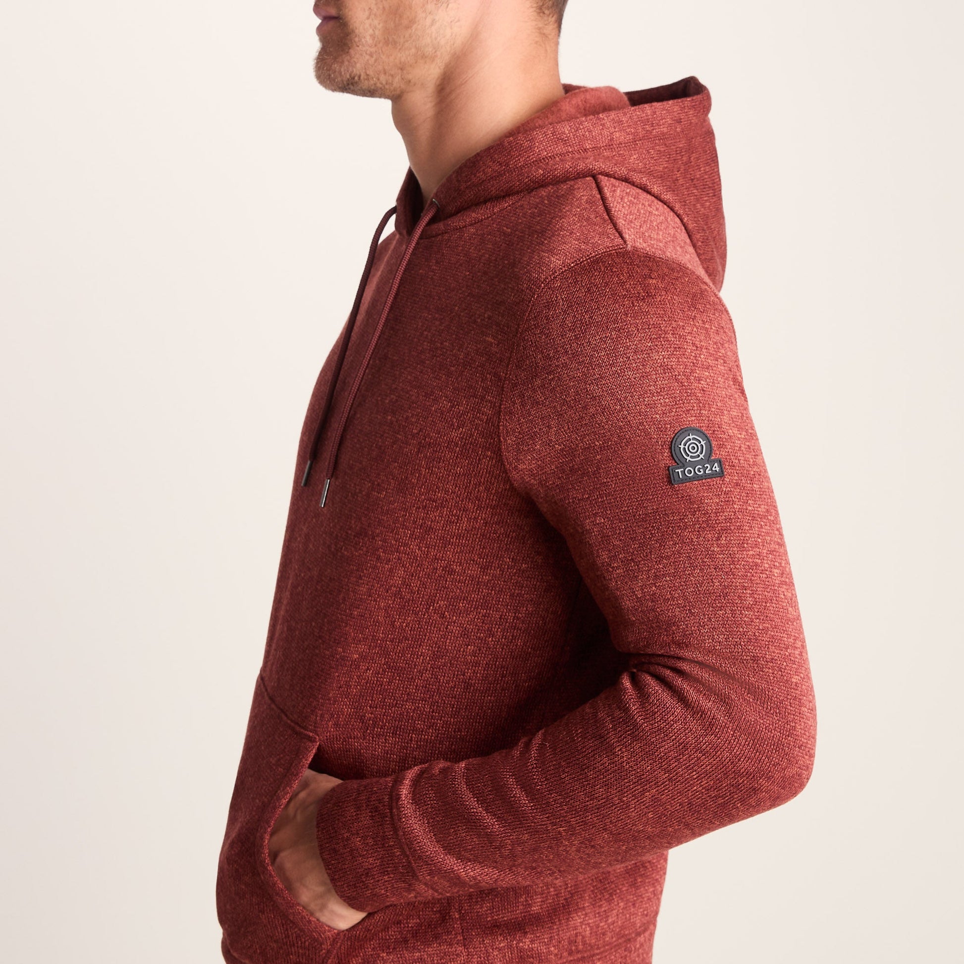 Mosby Mens Supersoft Knitlook Fleece Hoody - Clay Marl