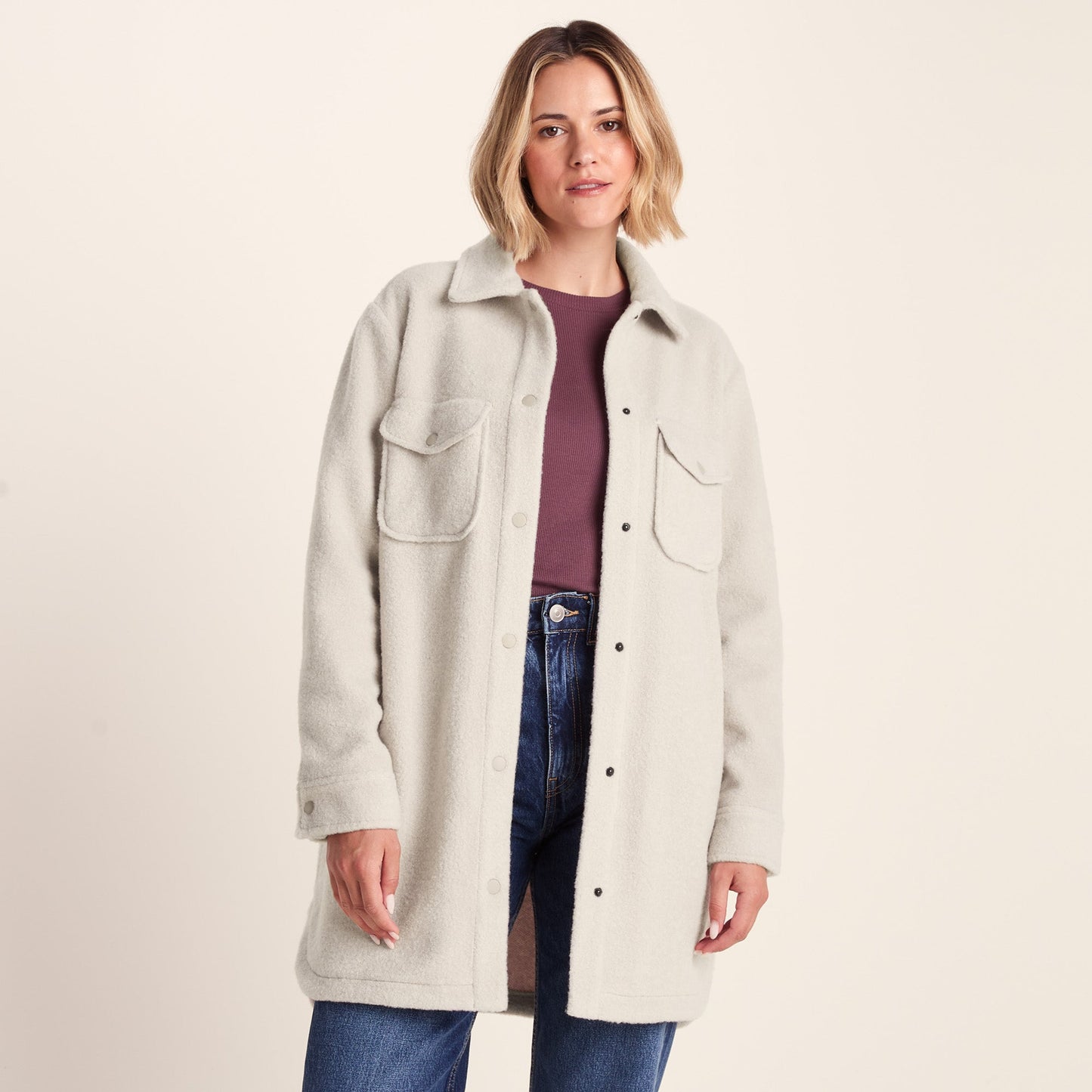 Nayla Womens Long Shacket - Warm Cloud