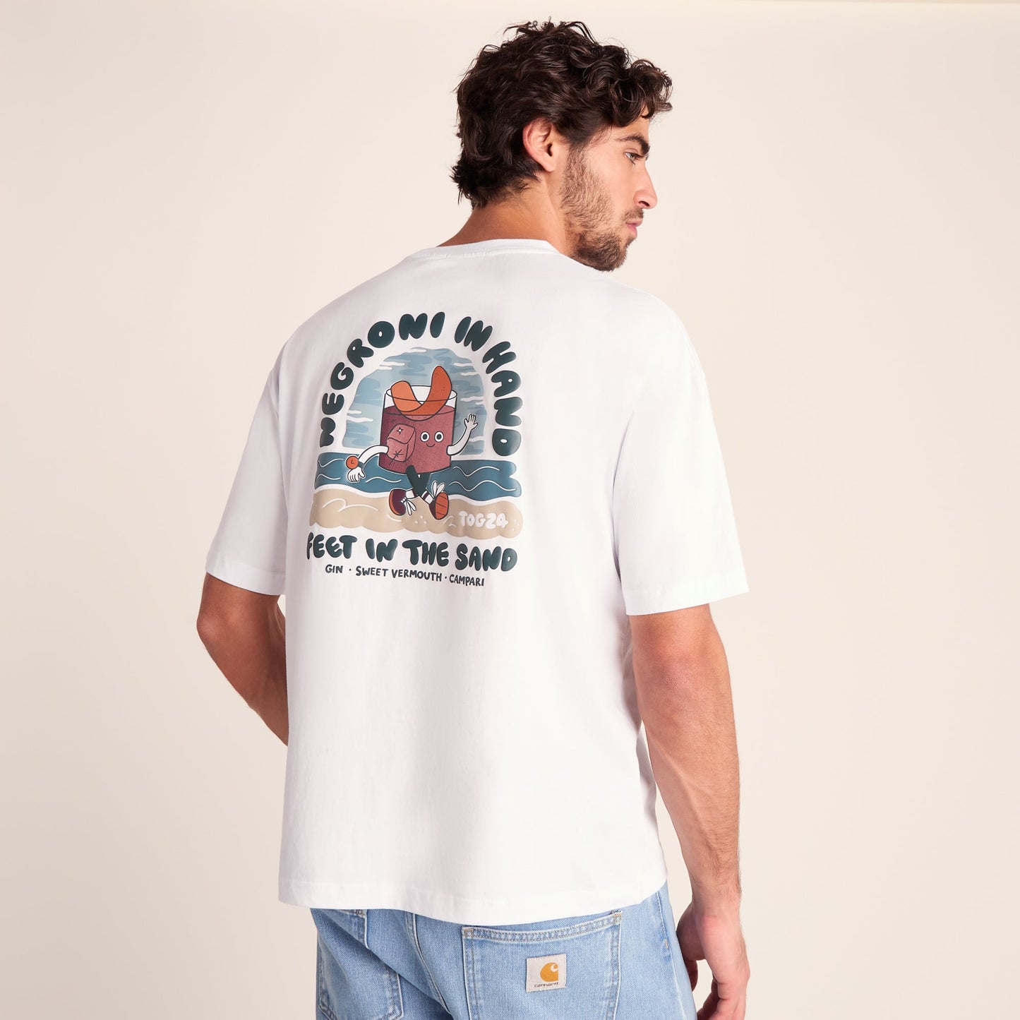 Negroni Mens Relaxed Fit 100% Cotton Supersoft Hattie Clark T-Shirt - Optic White