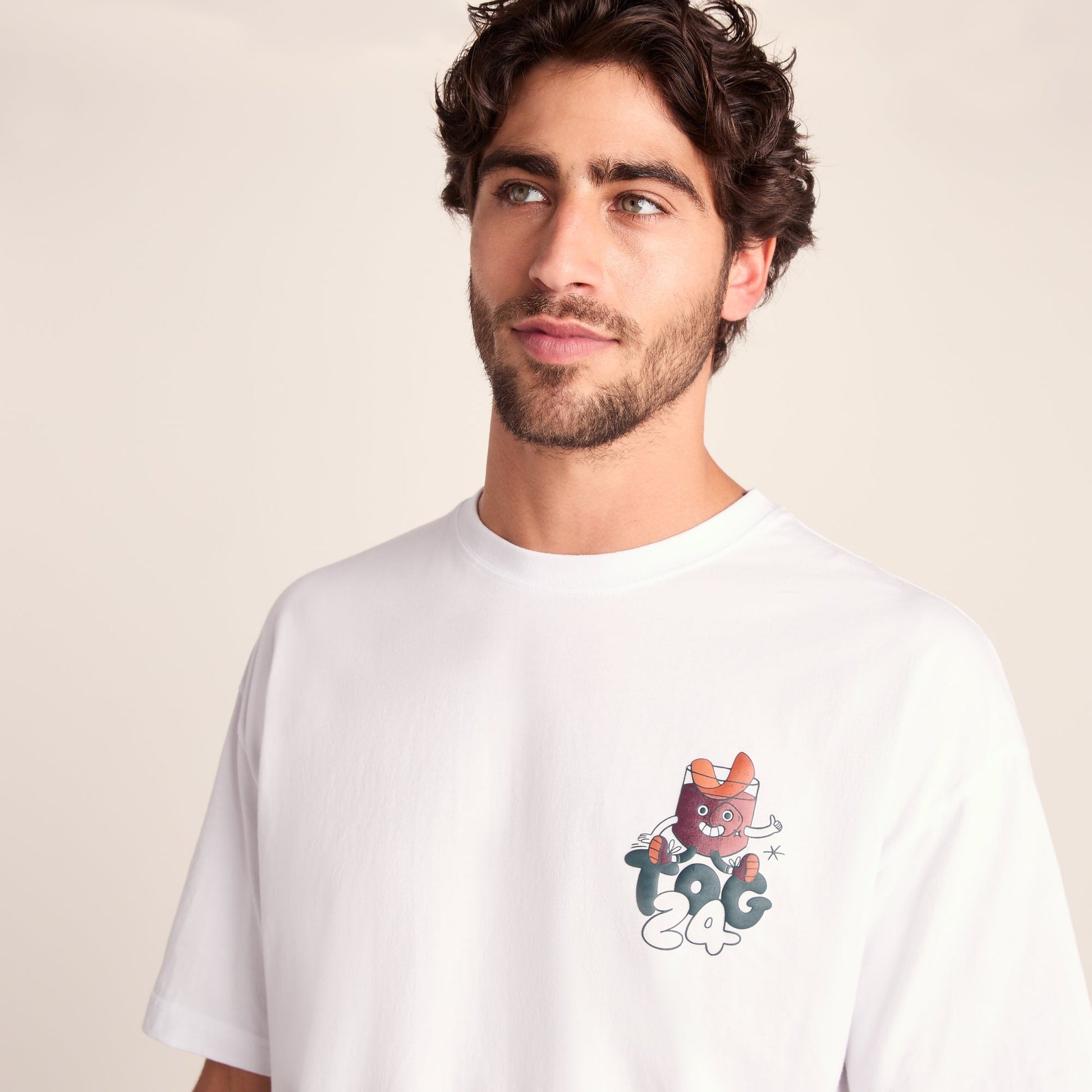 Negroni Mens Relaxed Fit 100% Cotton Supersoft Hattie Clark T-Shirt - Optic White