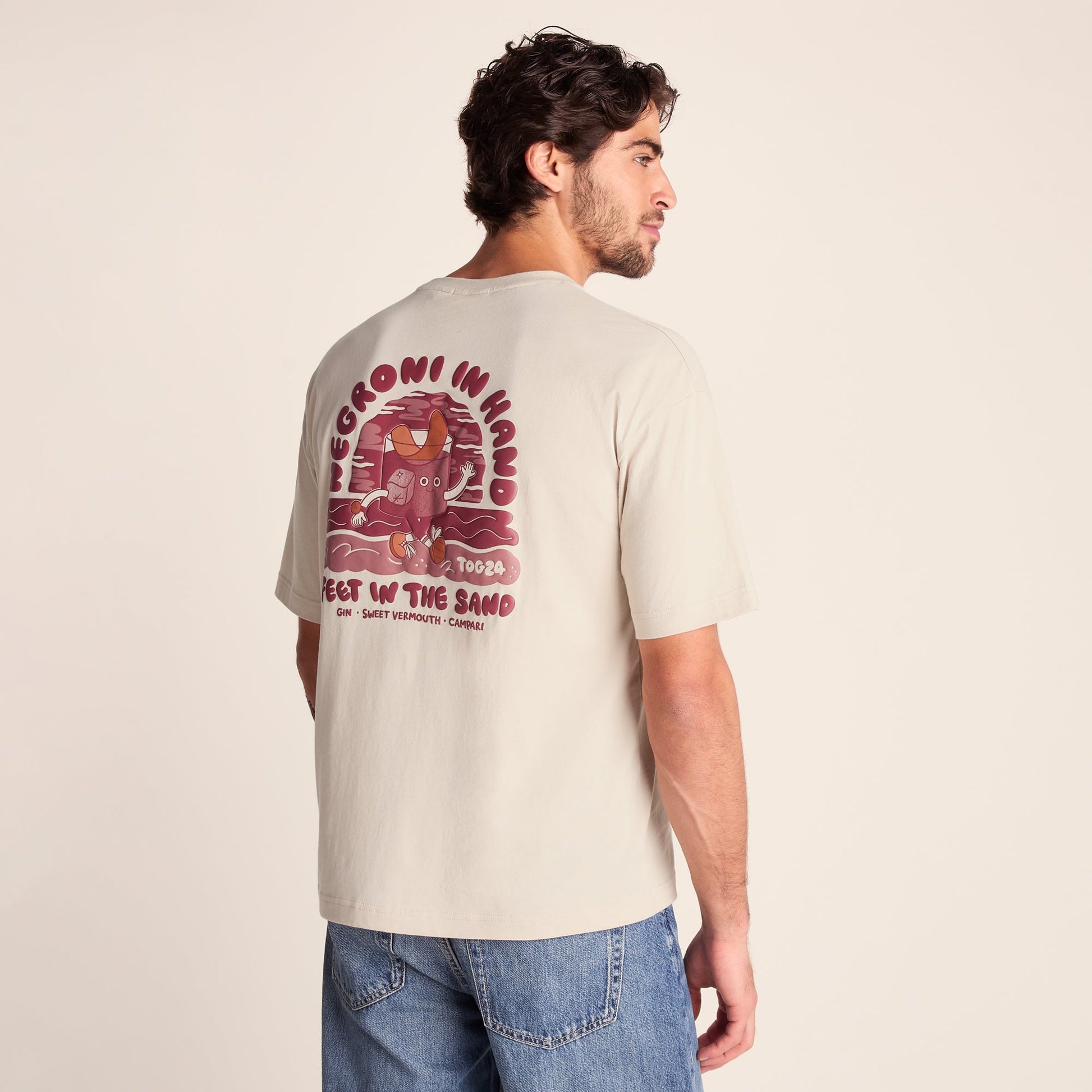 Negroni Mens Relaxed Fit 100% Cotton Supersoft Hattie Clark T-Shirt - Warm Cloud