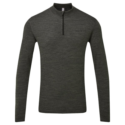 Nevis Mens Merino Base Layer Zip Neck - Grey Marl