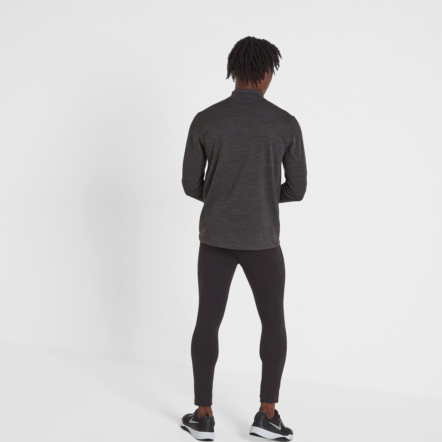 Nevis Mens Merino Base Layer Zip Neck - Grey Marl