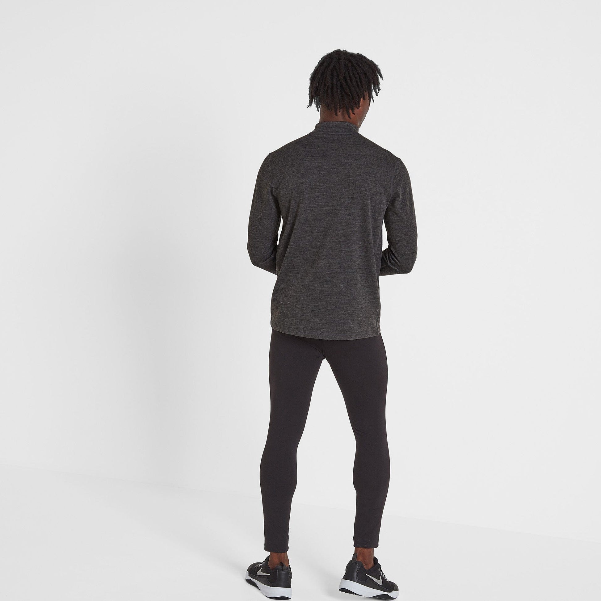 Nevis Mens Merino Base Layer Zip Neck - Grey Marl