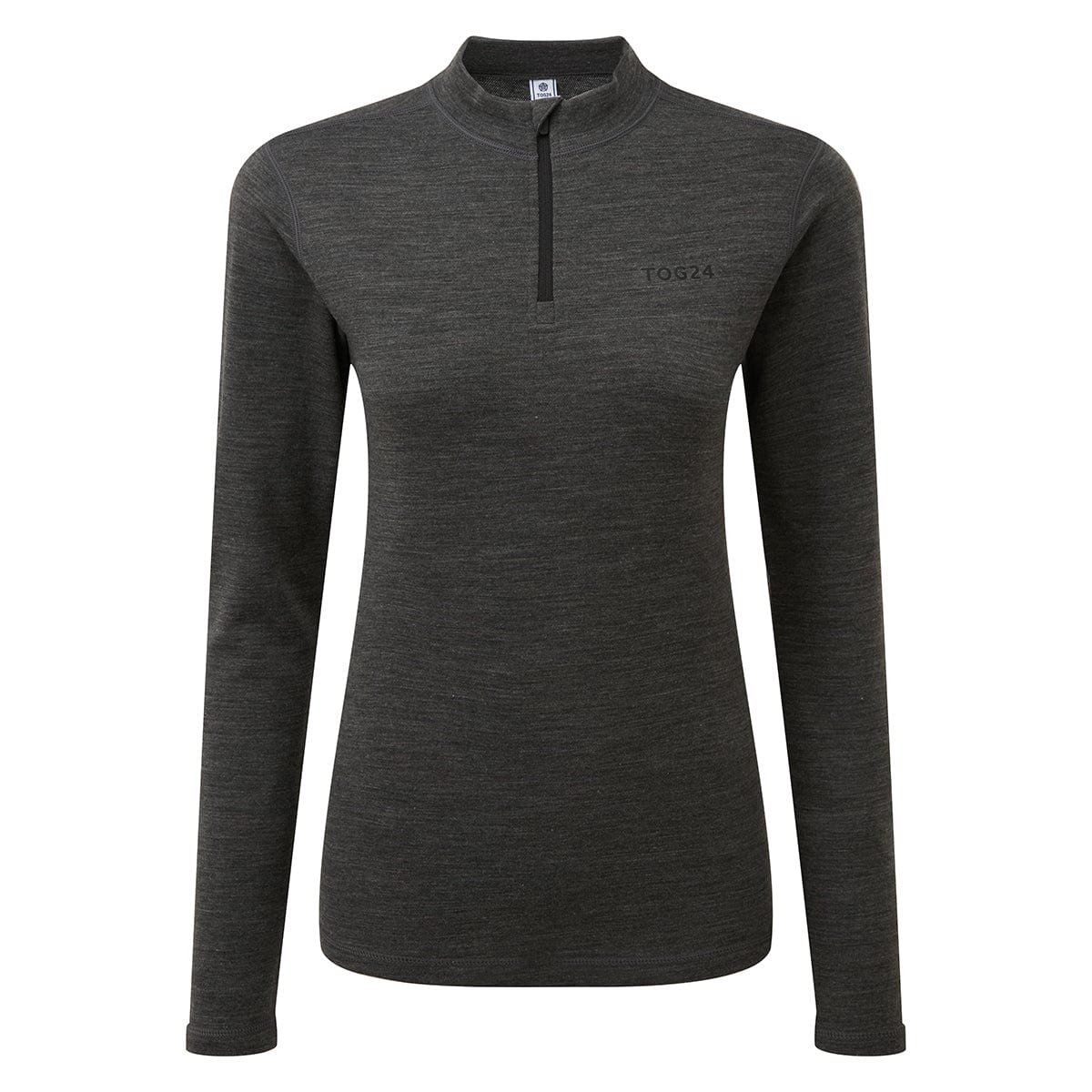 Nevis Womens Merino Base Layer Zip Neck - Grey Marl