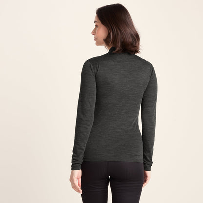 Nevis Womens Merino Base Layer Zip Neck - Grey Marl