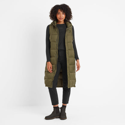 Newall Womens Long Padded Gilet - Khaki