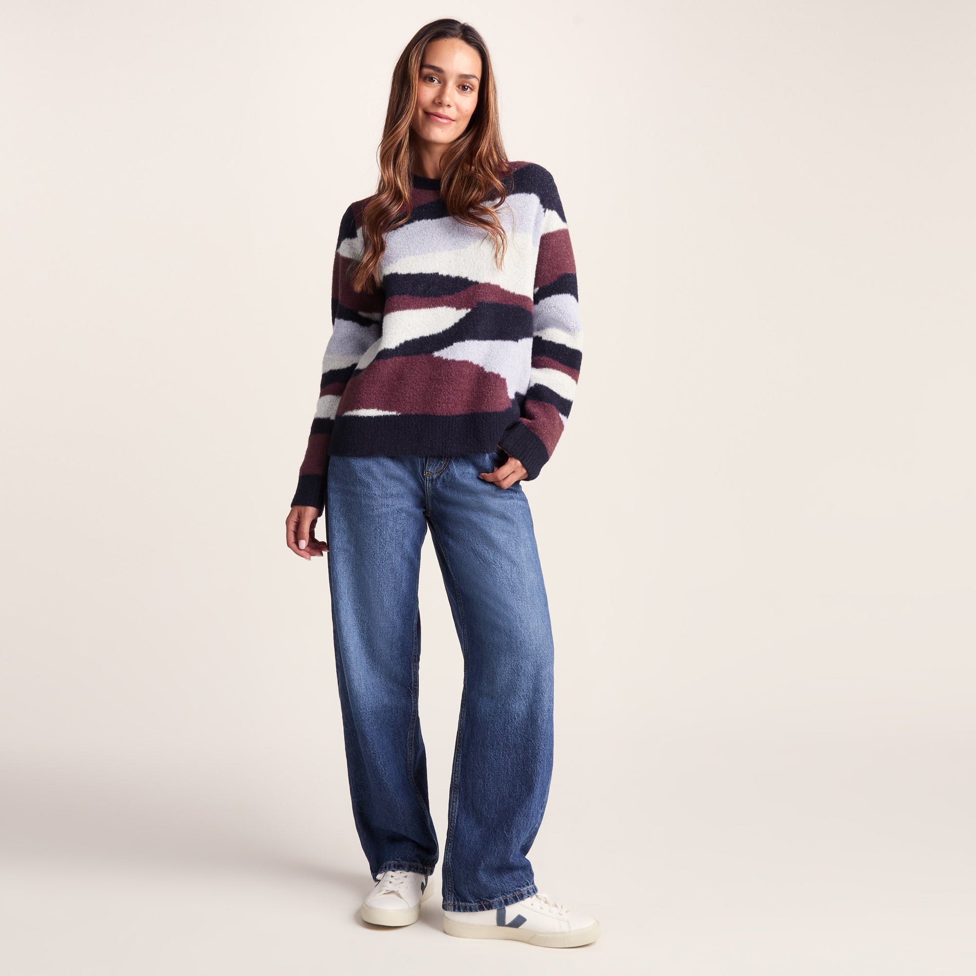 Niamh Womens Chunky Knitted Jumper - Landscape Knit