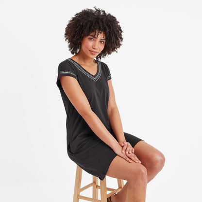 Nicolette Womens Jersey  Dress - Washed Black