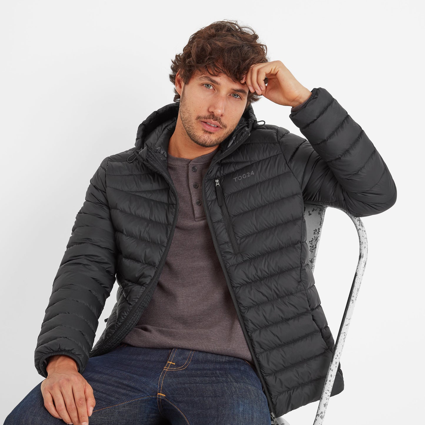 North Mens RDS Certified Down Hooded Jacket - Black