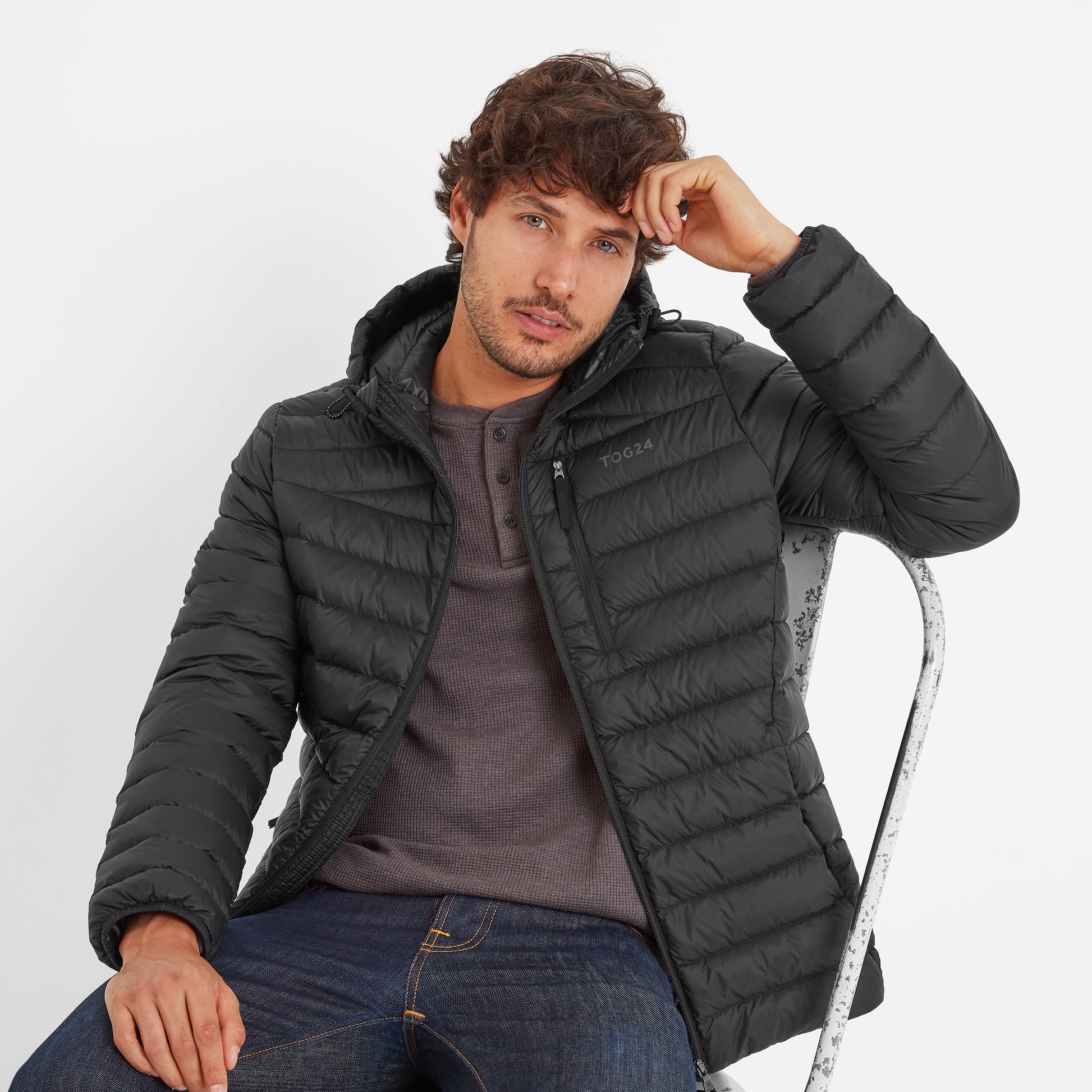North Mens RDS Certified Down Hooded Jacket - Black