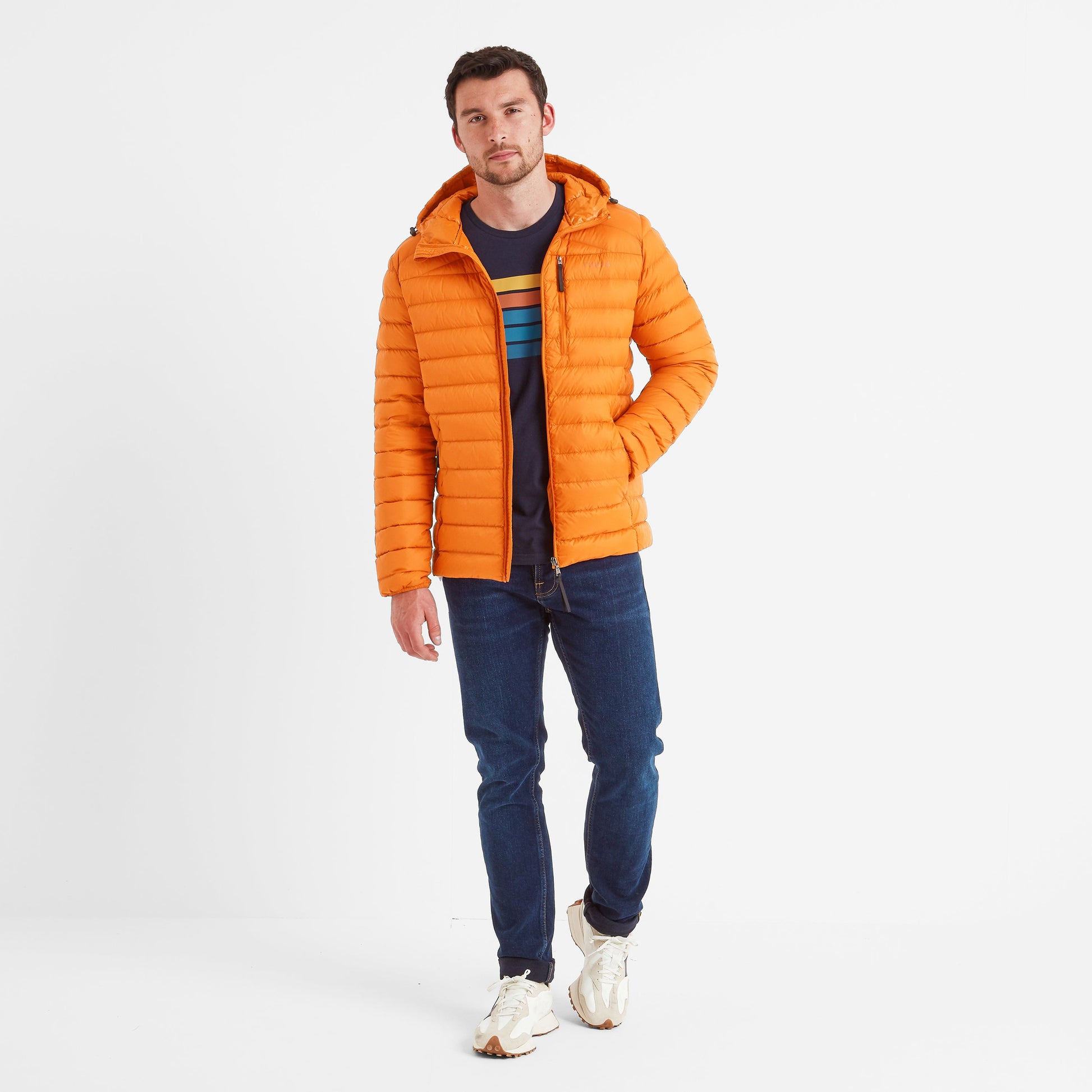 North Mens RDS Certified Down Hooded Jacket - Dark Orange