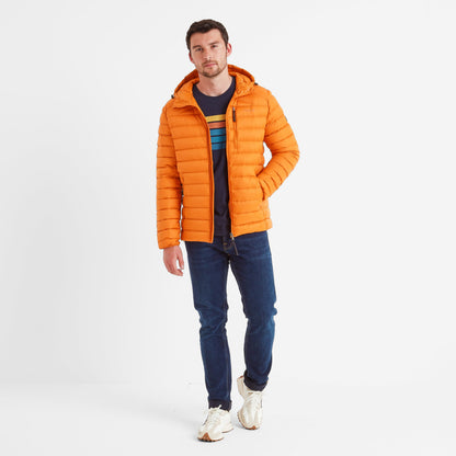 North Mens RDS Certified Down Hooded Jacket - Dark Orange